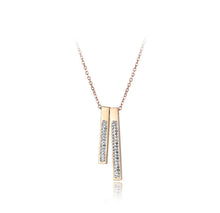 Load image into Gallery viewer, Rose Gold 2 bar Pave stone set Necklace
