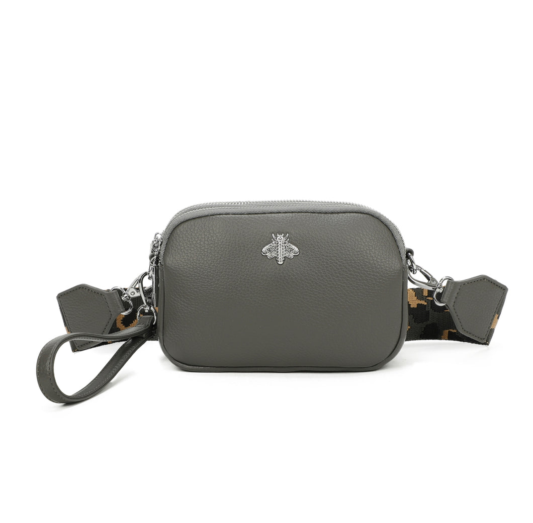 Grey Camera Crossbody Handbag