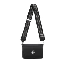 Load image into Gallery viewer, Black Bee Bag with Crossbody Strap
