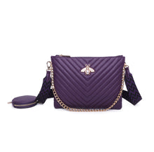 Load image into Gallery viewer, Purple Pearl Bee Emblem Bag
