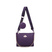 Load image into Gallery viewer, Purple Pearl Bee Emblem Bag
