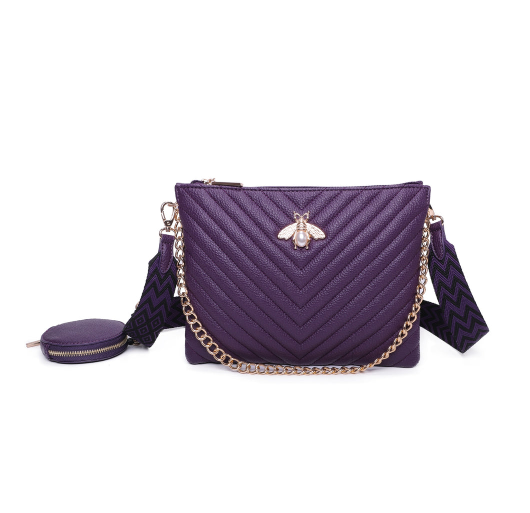 Purple Pearl Bee Emblem Bag
