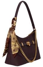 Load image into Gallery viewer, BW7717 Wine Bessie Urban Chain Shoulder Bag with Scarf