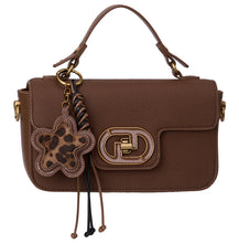 Load image into Gallery viewer, BW7713 Tan Flap over Top Handle with Flower Charm