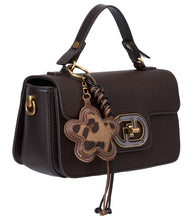 Load image into Gallery viewer, BW7713 Brown Flap Over Top Handle with Flower Charm