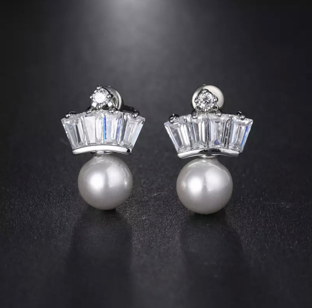 Pearl & Cz Earrings