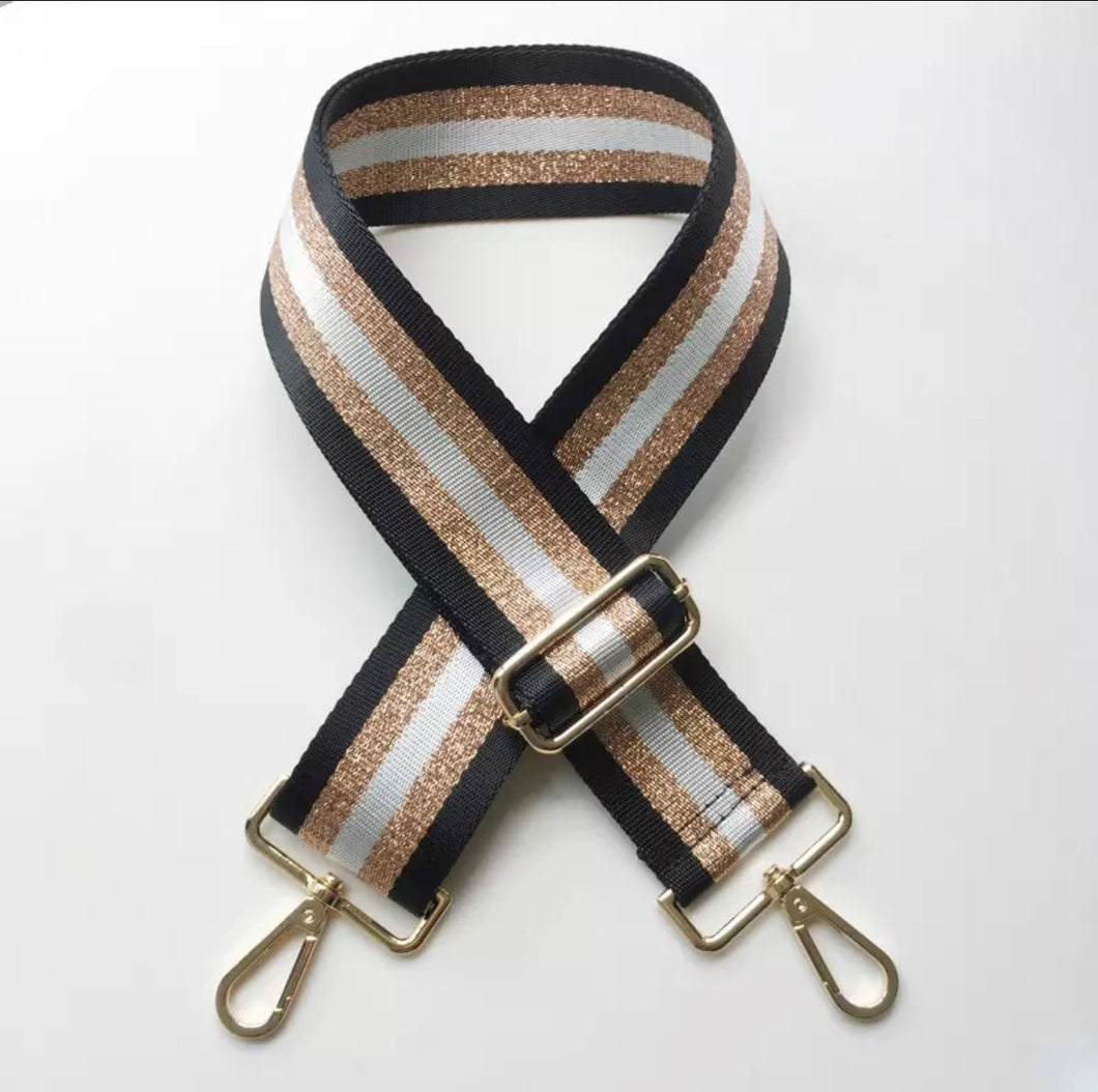 HS028 Black Striped strap with Rose Gold&White (Gold Fittings)