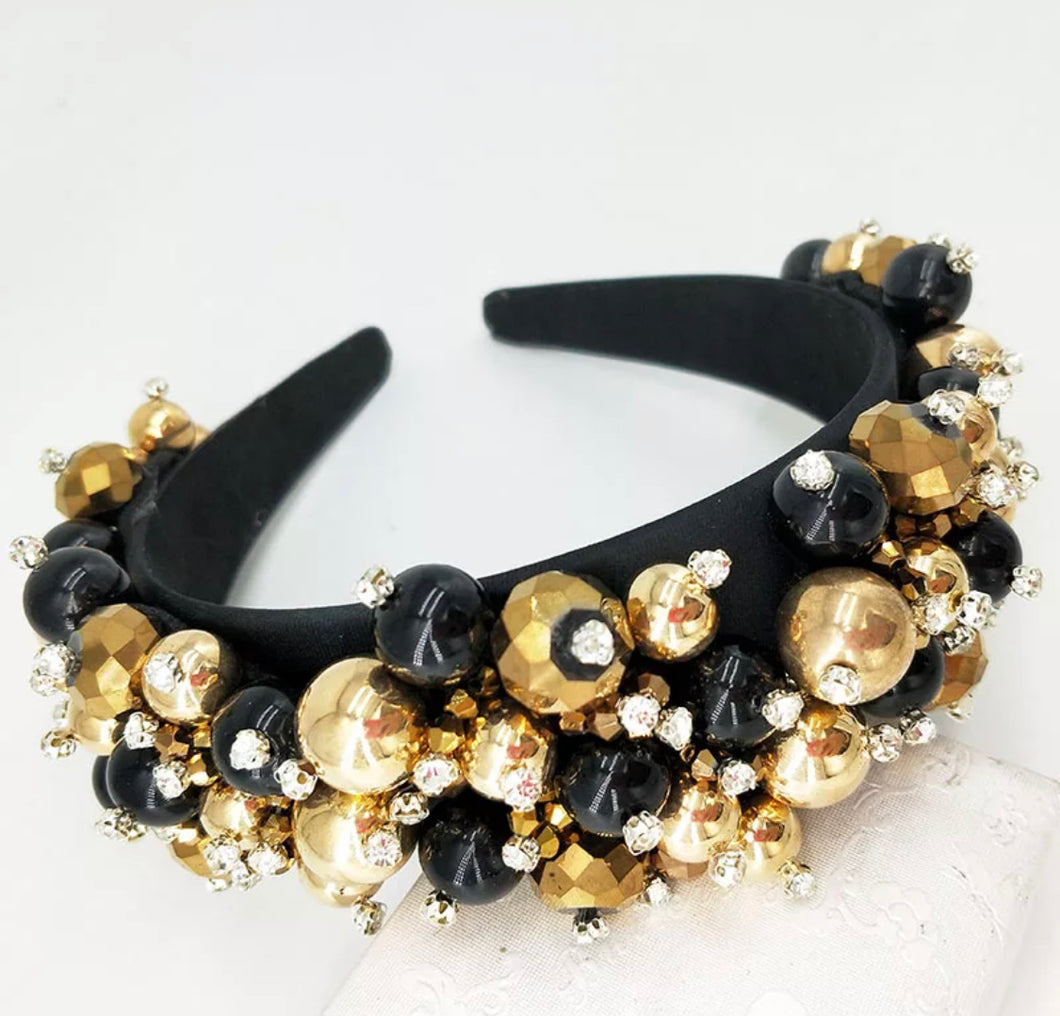 Gold/Black Beaded Headband
