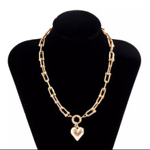 Load image into Gallery viewer, Rose Gold Heart Pendant Necklace with bolt ring clasp
