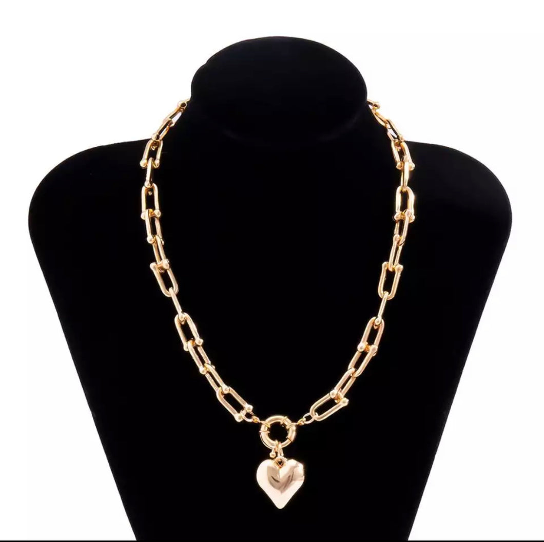 Rose Gold Heart Pendant Necklace with bolt ring clasp
