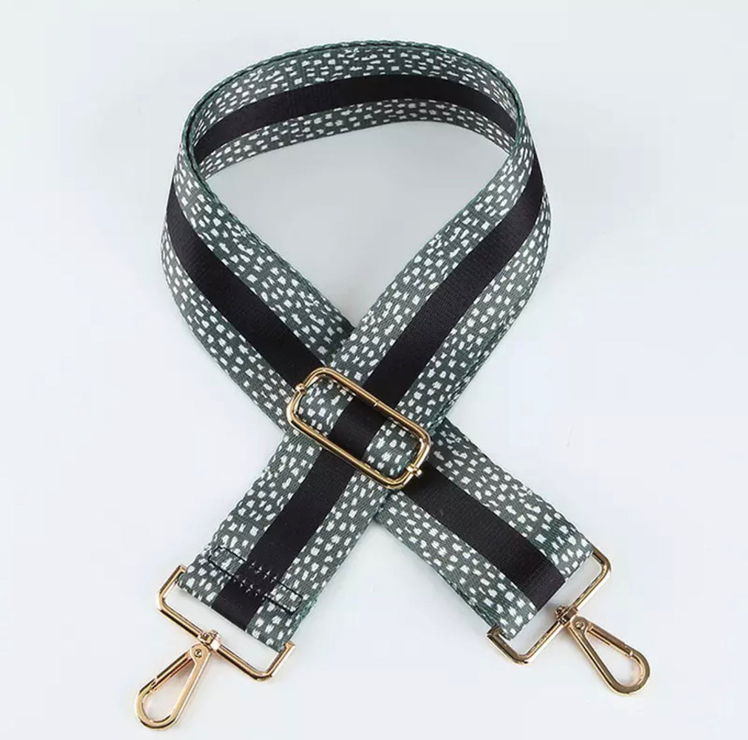 HS021 Black Striped Strap with Grey/white print (Gold Fittings)
