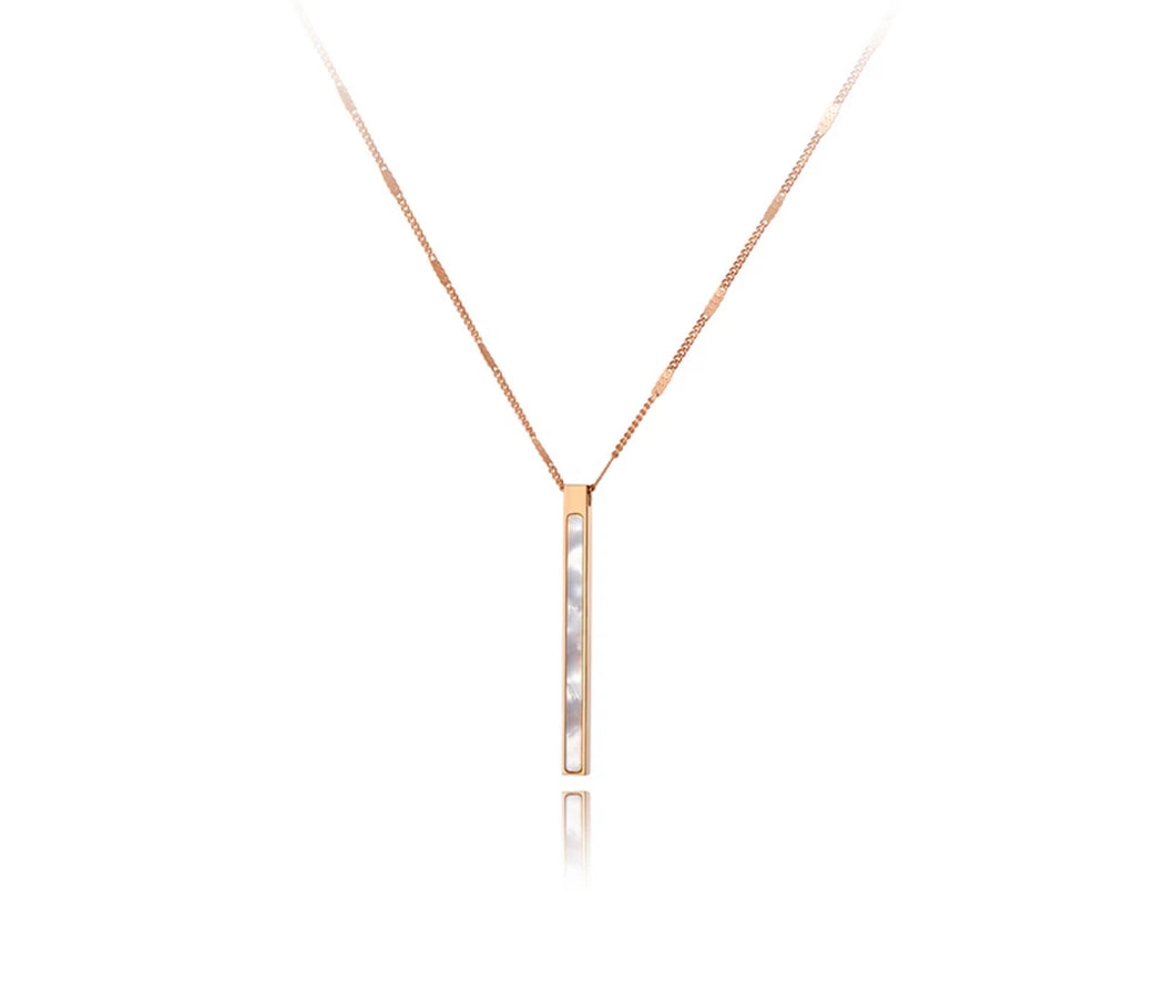 Rose Gold Mother of Pearl Bar Necklace