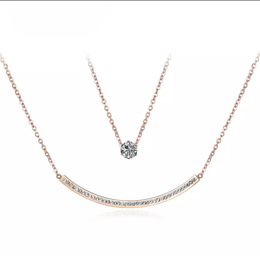 Rose Gold Double stone set Chain