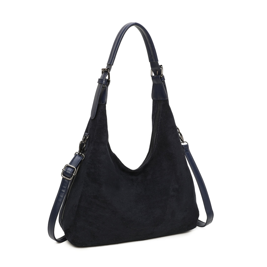 Navy Suede Shoulder Bag