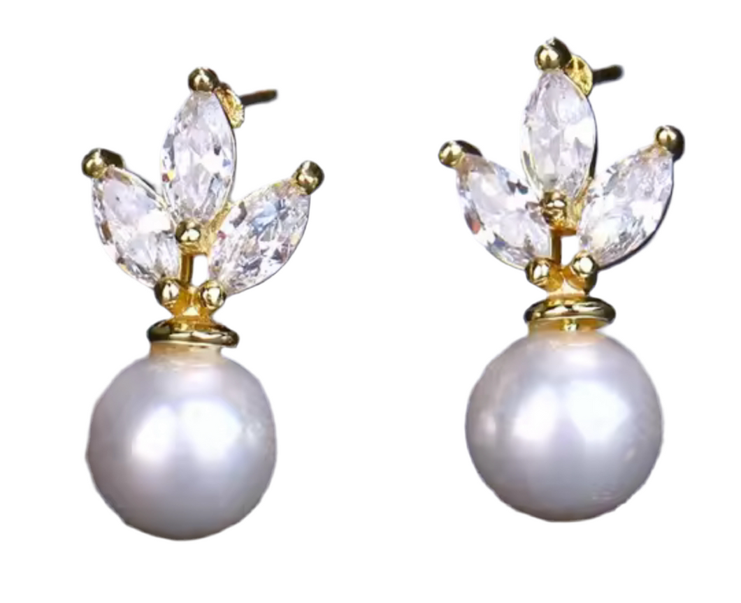 Gold & Pearl stone set Drop earring