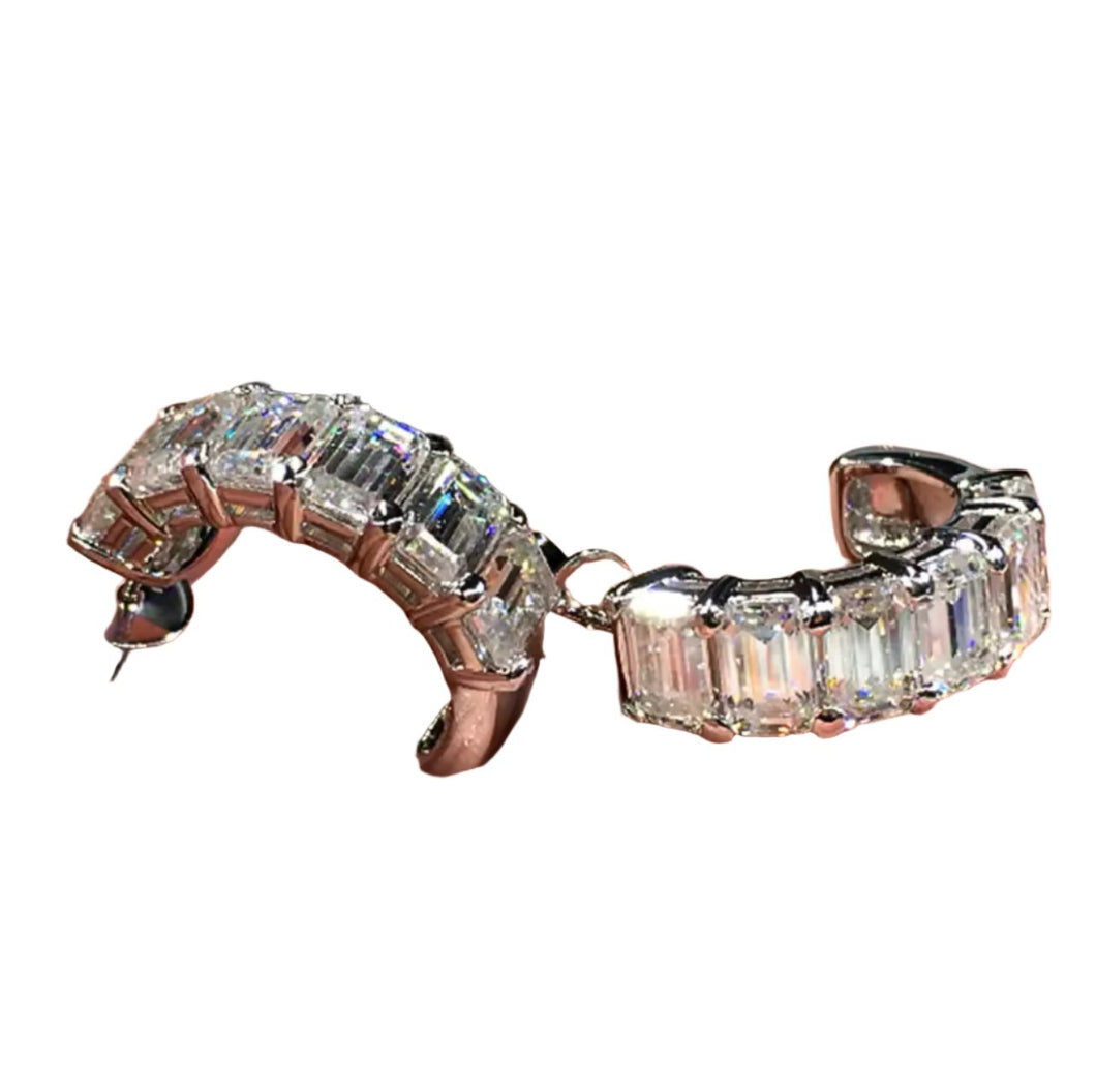 Large Half Hoop Diamante Earrings