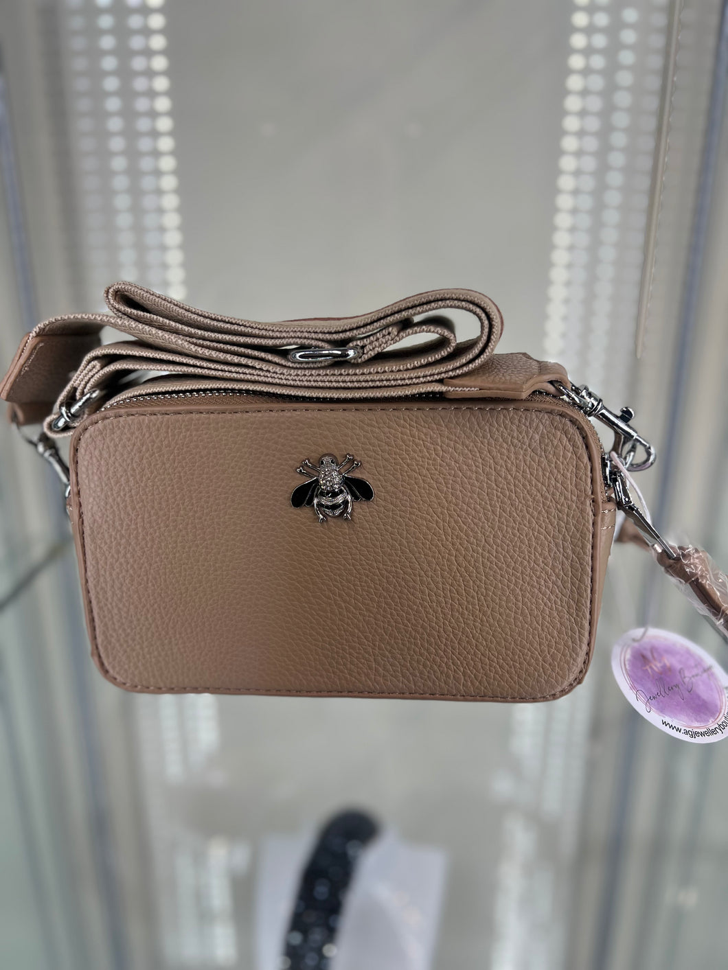 Beige Bee Crossbody Bag
