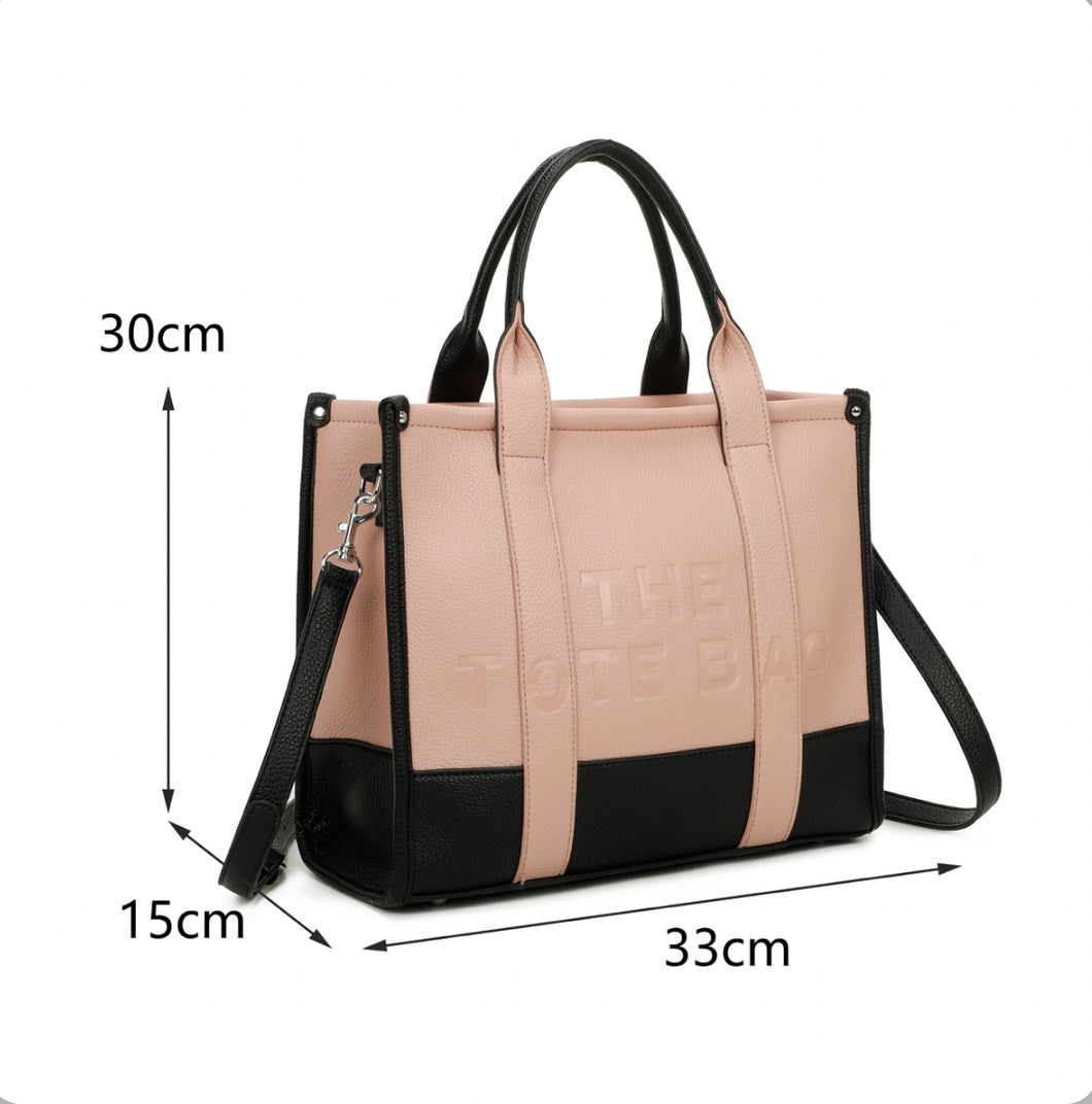 Bitone Pink/Black Large Tote Bag