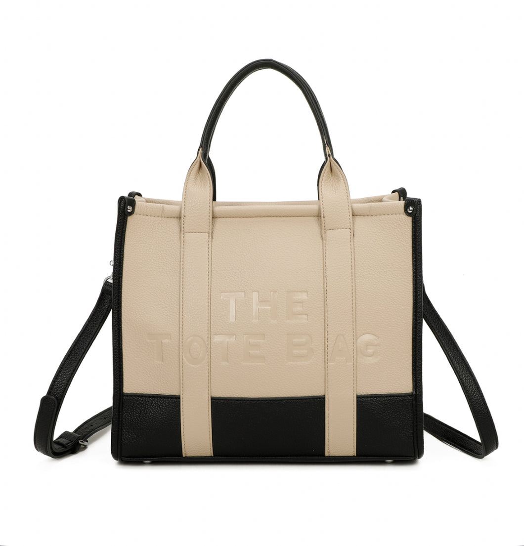 Bitone Beige/Black Large Tote Bag