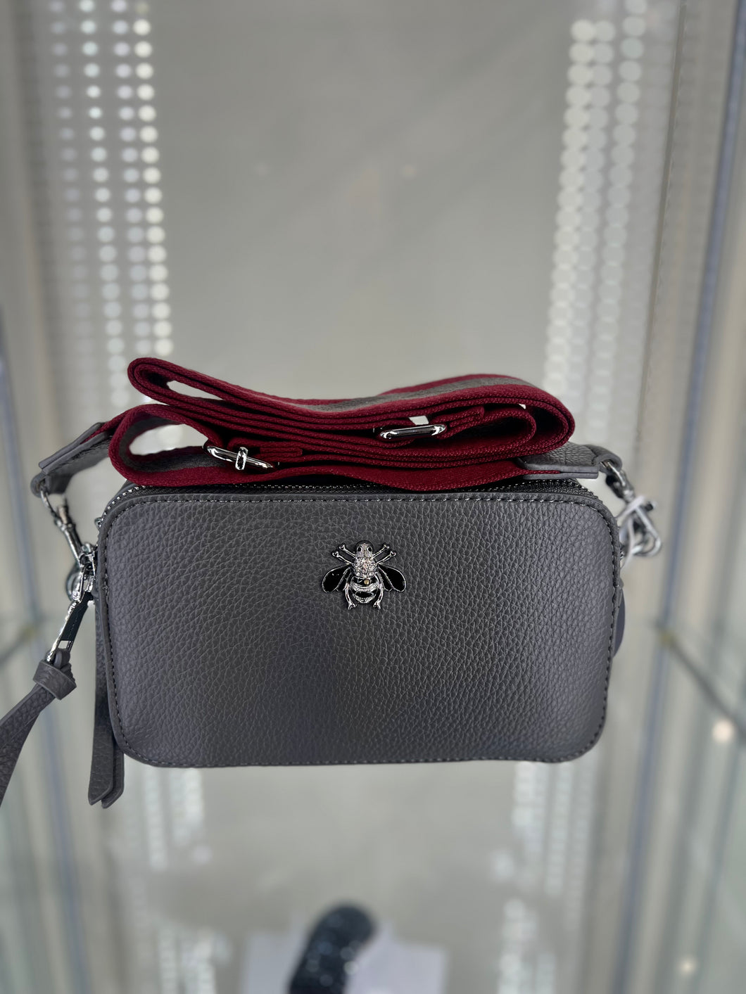 Grey Bee Crossbody Bag
