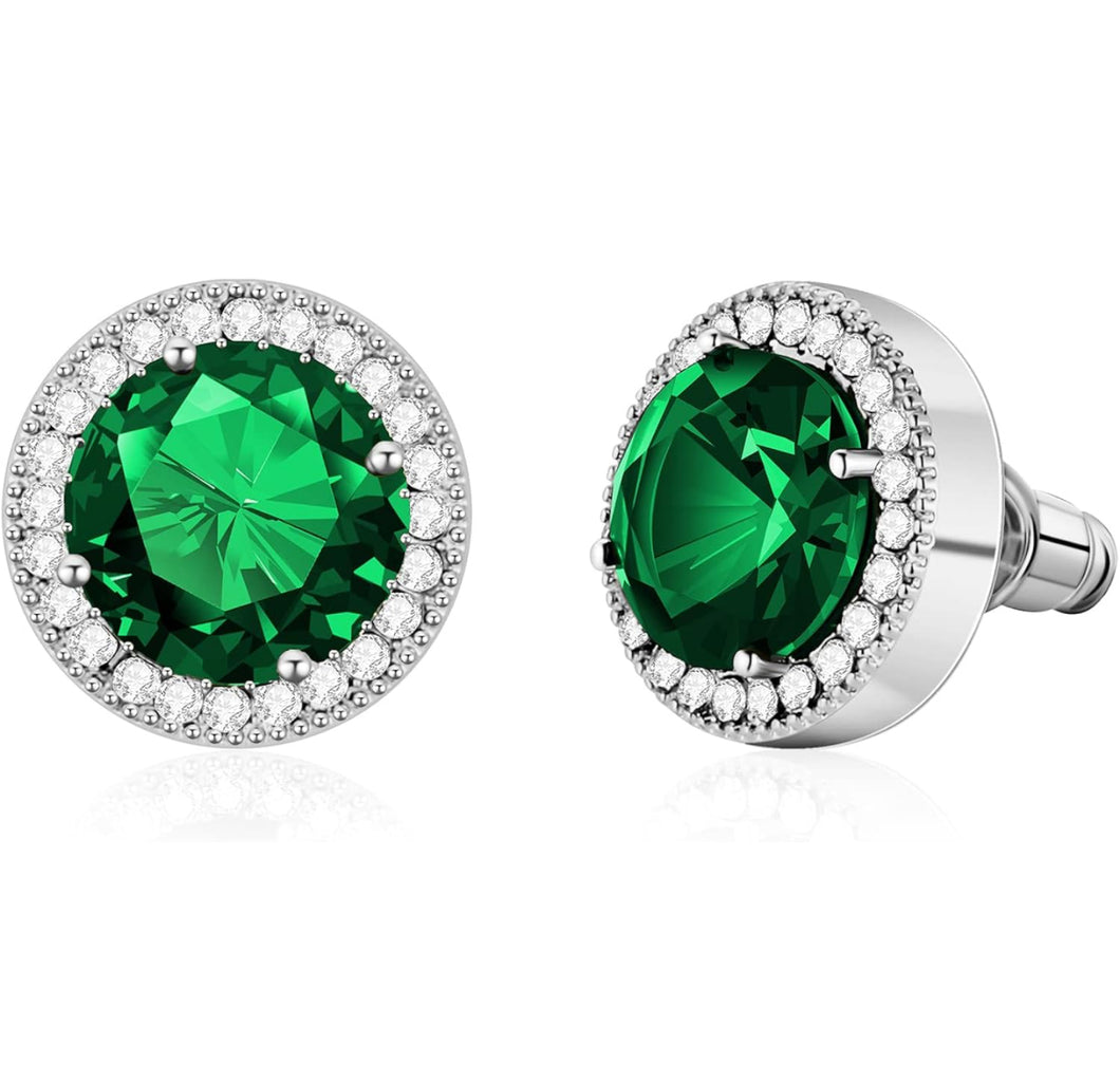 Emerald Green Colour Diamante Stone set Earrings