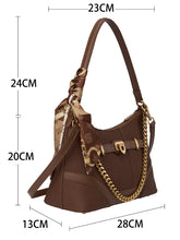 Load image into Gallery viewer, BW7717 Brown Bessie Urban Chain Shoulder Bag with Scarf

