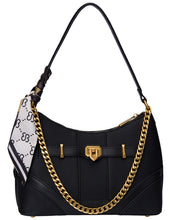 Load image into Gallery viewer, BW7717 Black Bessie Urban Chain Shoulder Bag with Scarf
