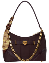 Load image into Gallery viewer, BW7717 Wine Bessie Urban Chain Shoulder Bag with Scarf
