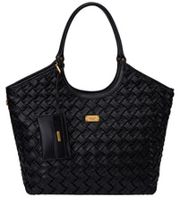 Load image into Gallery viewer, BW7644 Black Bessie Oversized Weave Bag
