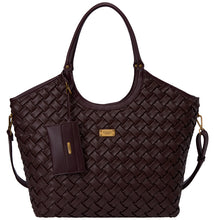 Load image into Gallery viewer, BW7644 Wine Bessie Oversized Weave Bag
