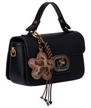 Load image into Gallery viewer, BW7713 Black Flap over Top Handle bag with Flower Charm
