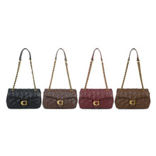 Load image into Gallery viewer, JM1776 Black Quilted Chain Shoulder Bag with Flap Closure
