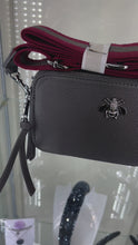 Load and play video in Gallery viewer, Grey Bee Crossbody Bag
