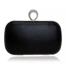 Load image into Gallery viewer, Black Diamanté Ring clutch/Evening Bag
