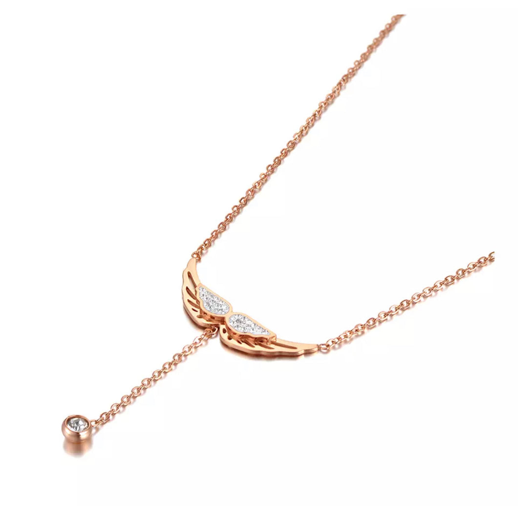 Rose Gold Angel wing Necklace