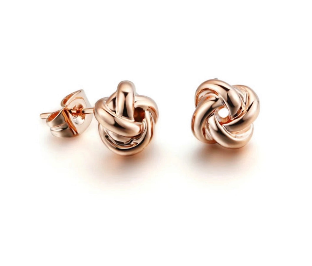 Rose Gold tone  Knot Earrings