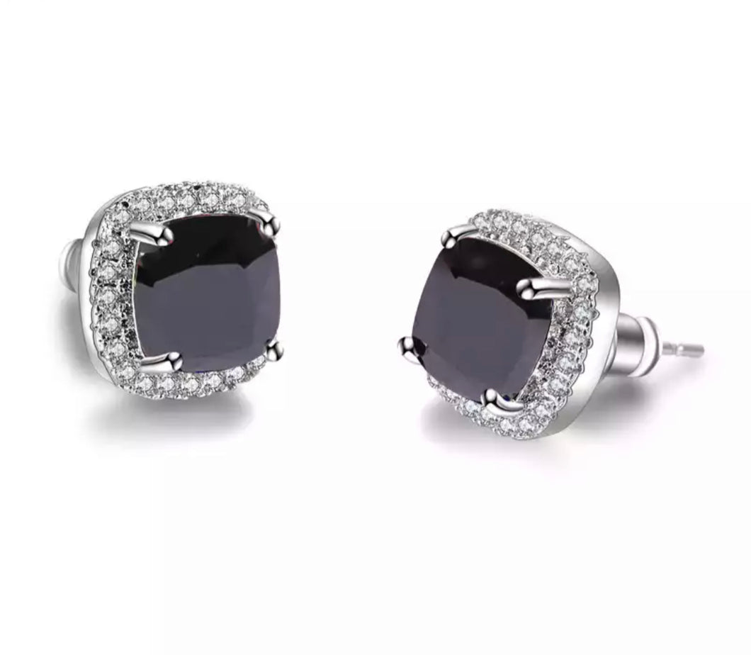 Black & Diamanté Stone set Earrings
