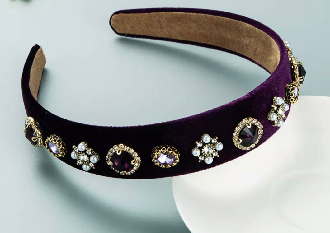 Purple Velvet Stone Set headband