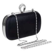 Load image into Gallery viewer, Black Diamanté Ring clutch/Evening Bag
