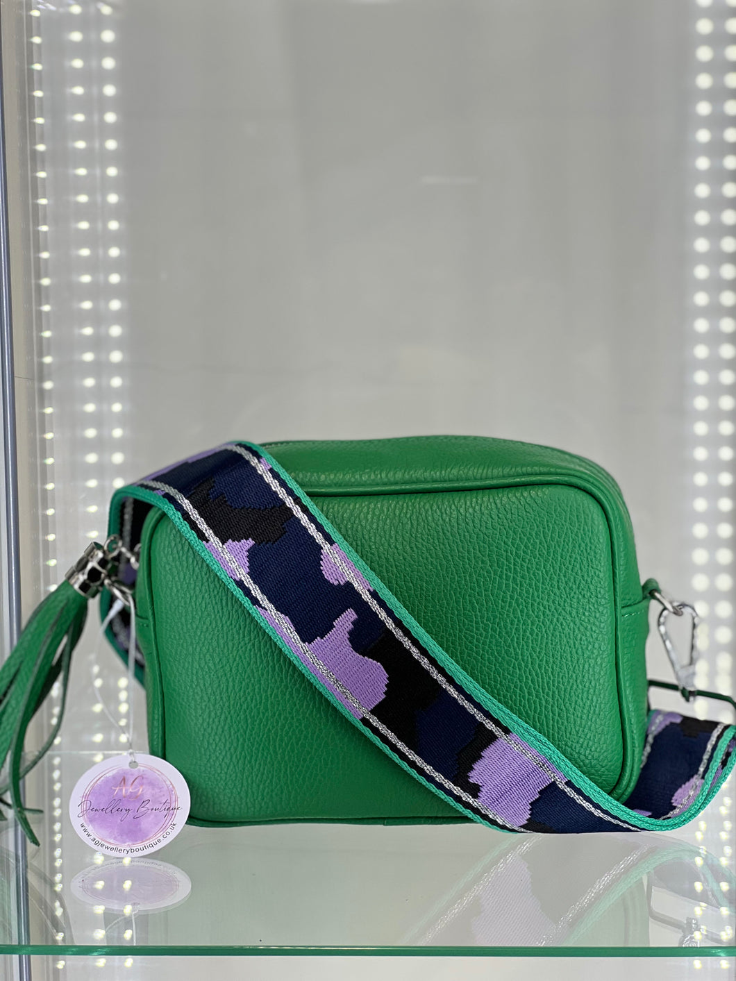 Real Leather Green Crossbody bag with strap