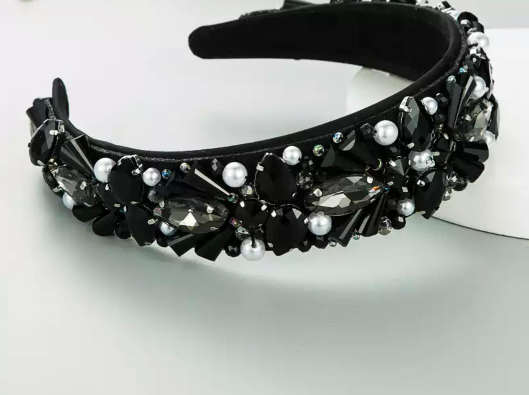 Black & Pearl Embellished Headband