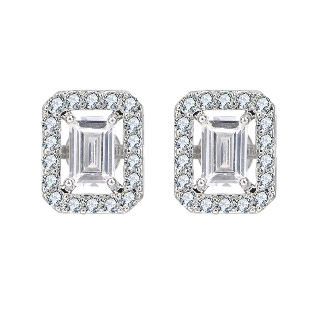 Oblong Stone set Cz Earrings