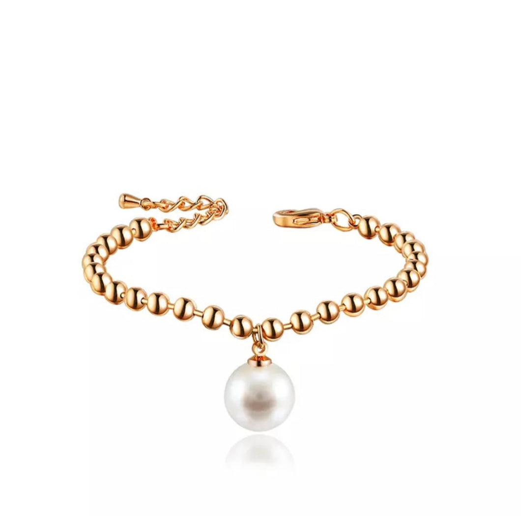 Rose Gold Fashion Bead Bracelet with Pearl