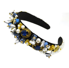 Load image into Gallery viewer, A1009 Navy Blue/ Pearl Embellished Headband
