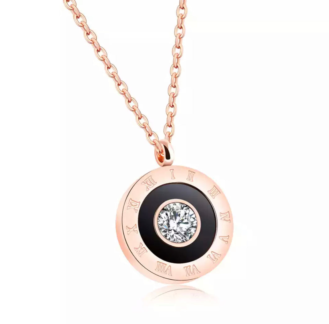 Rose gold & black Stone set centre necklace