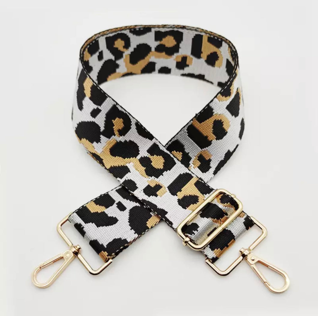 HS017 Grey Leopard Print Strap with Gold/Black (Gold Fittings)