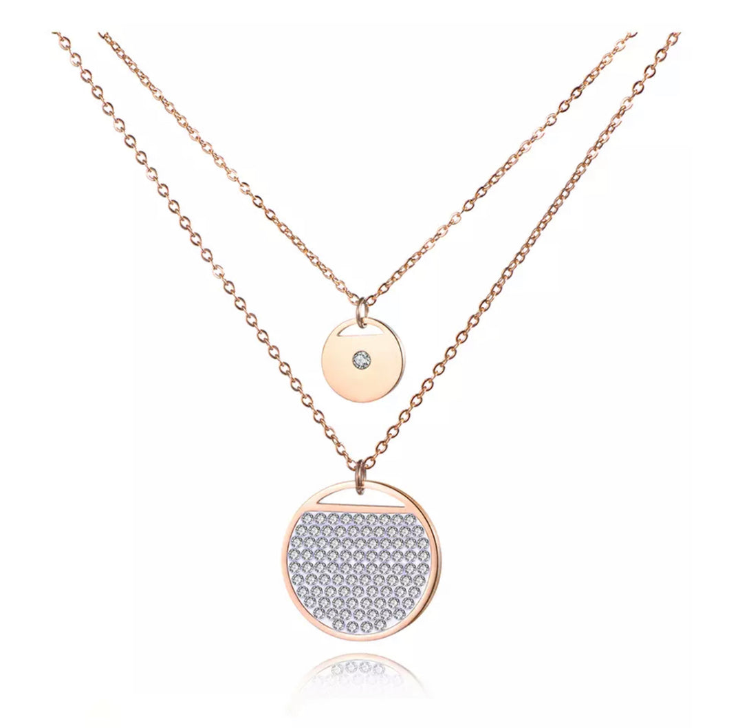 Classic Rhinestone Rose Gold Double Necklace