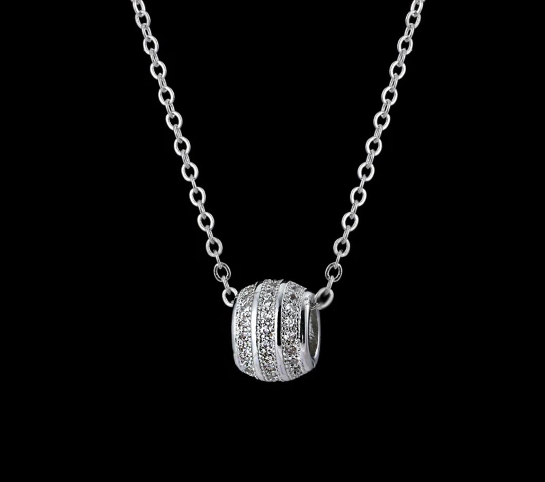 Silver Stone Set Pendant Necklace