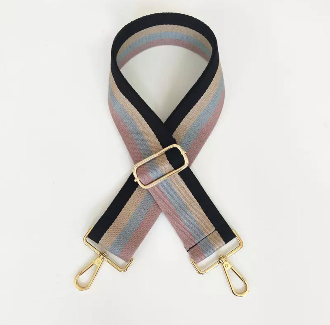HS007 Pink/Blue/Beige/Black Striped Strap (Gold Fittings)