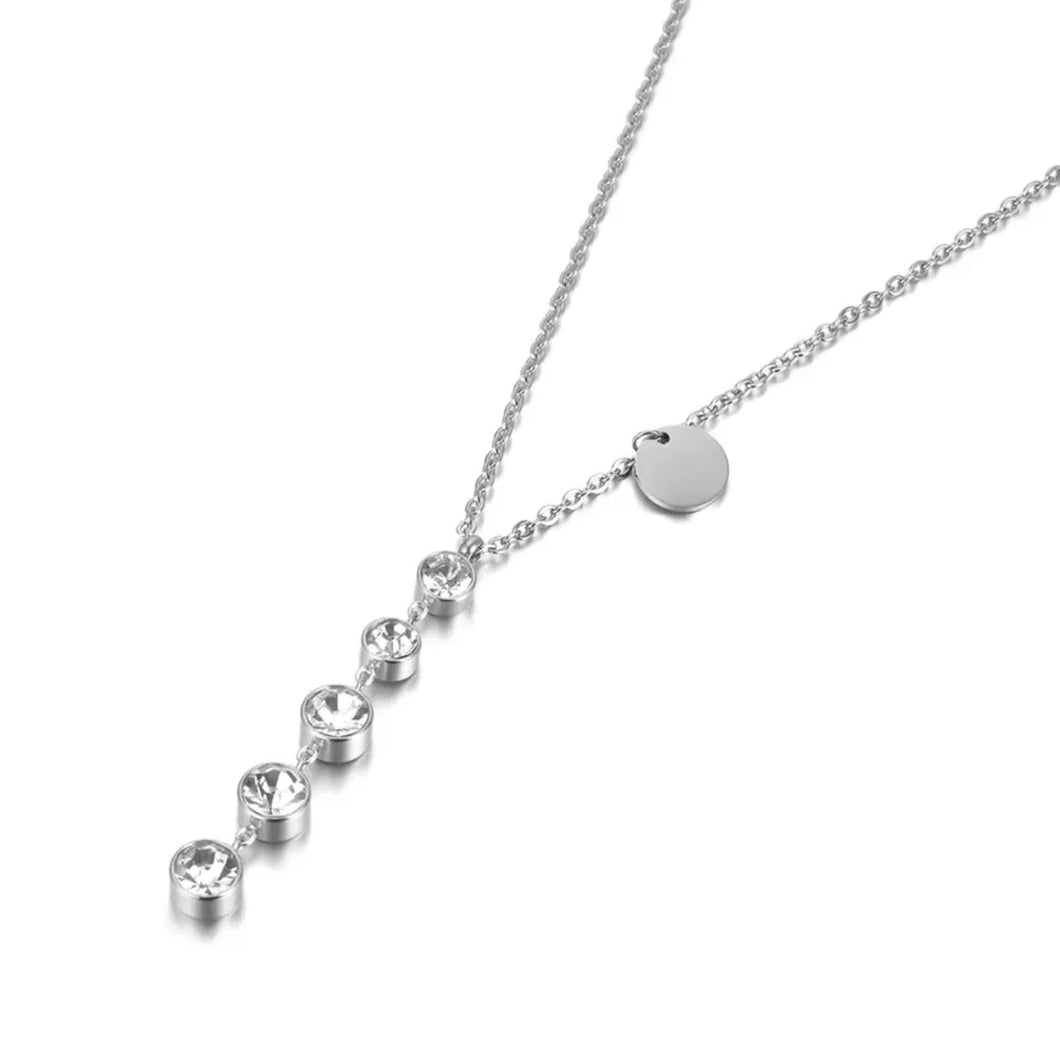 Silver 5 Stone Set Necklace